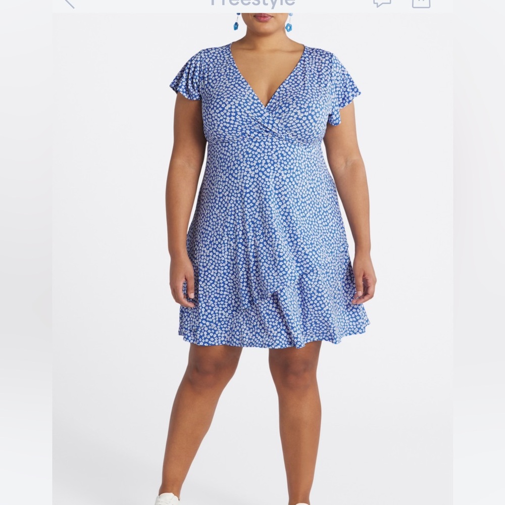 Kaleigh Katia Knit Floral Faux Wrap Dress